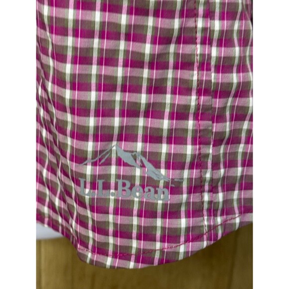 L.L. Bean Button Up Shirt Women’s Large Plaid Zip Pocket Vent Fishing/Hiking - Picture 4 of 9